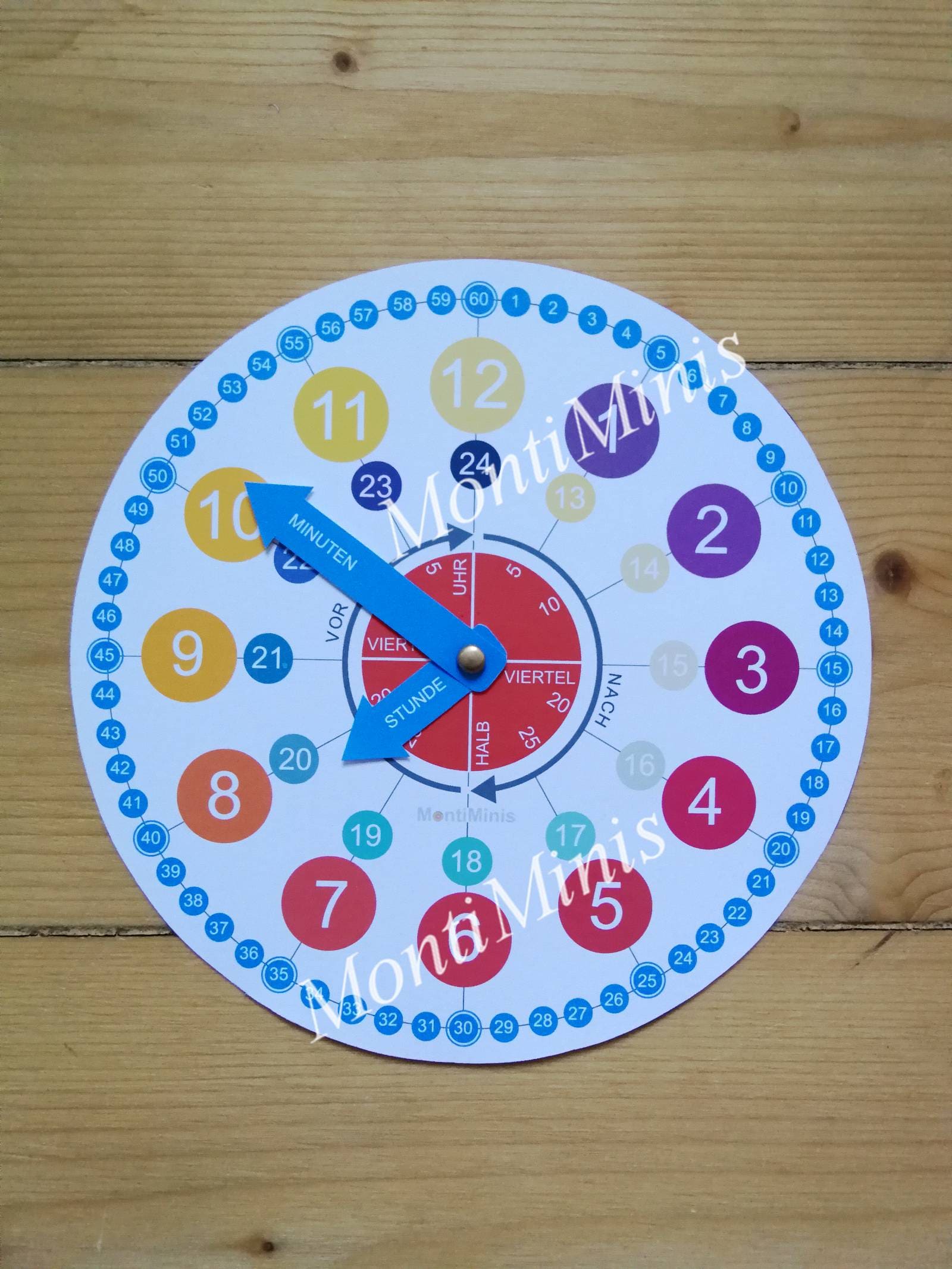 Die MontiMinis Lernuhr - Montessori Uhr - Kinderuhr - Spielend Zeit verstehen - Uhr für Kinder - DIY Uhr